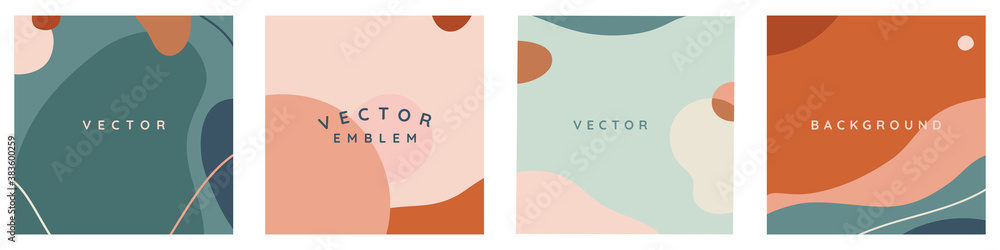 Poster Vector set of abstract creative backgrounds in minimal trendy style with copy space for text -