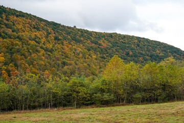 Beautiful scenic view of the mountains in Western Pennsylvania. October, fall foliage.