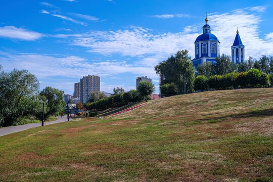 Panorama of Tambov with the image of churchs