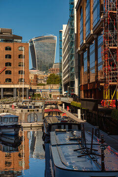 St Katherine Docks Marina By The Thames River In London 