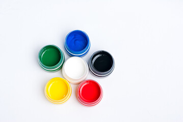 Set of colored gouache for painting
