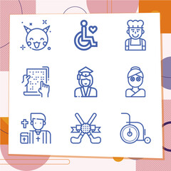 Fototapeta premium Simple set of 9 icons related to handicapped