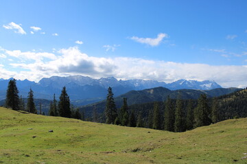 Fototapeta na wymiar Hiking trip to the summit of Krottenkopf, the highest peak in the Bavarian Estergebirge