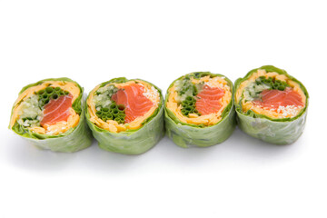 Rolls lie in a row on the table isolated
