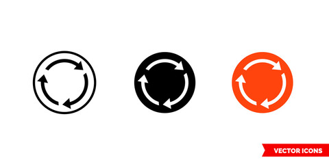 Emergency stop button icon of 3 types color, black and white, outline. Isolated vector sign symbol.