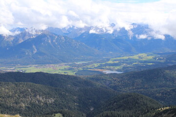 Naklejka premium The great view from Krottenkopf Mountain, the highest summit in the Bavarian Estergebirge