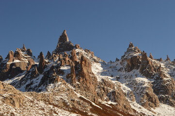 Hiking in the snowy mountains around San Carlos de Bariloche and San Martin de los Andes in...