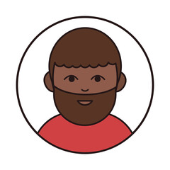 afro american bearded man portrait cartoon, round line icon