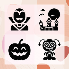 Simple set of frightening related filled icons