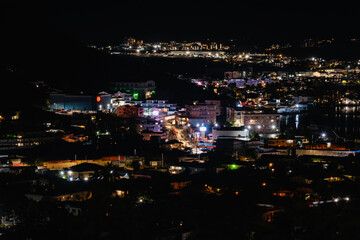 Fototapeta na wymiar Saint Maarten, Caribbean - January 18 2020: Caribbean island night panorama Dutch side of the island of Saint Maarten