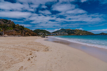 Saint Maarten, Caribbean - January 18 2020: Caribbean island night panorama Dutch side of the island of Saint Maarten