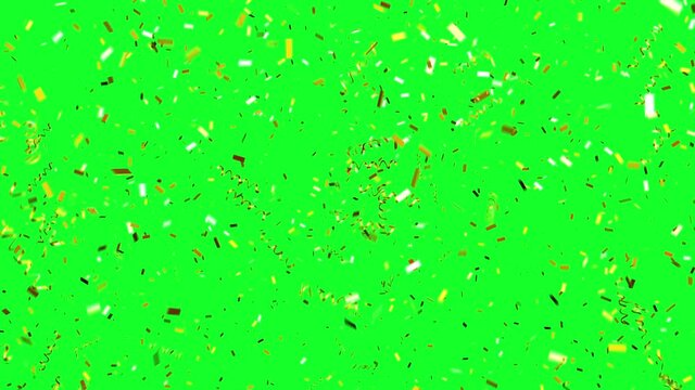 Golden Confetti Three Explosion on Green Screen