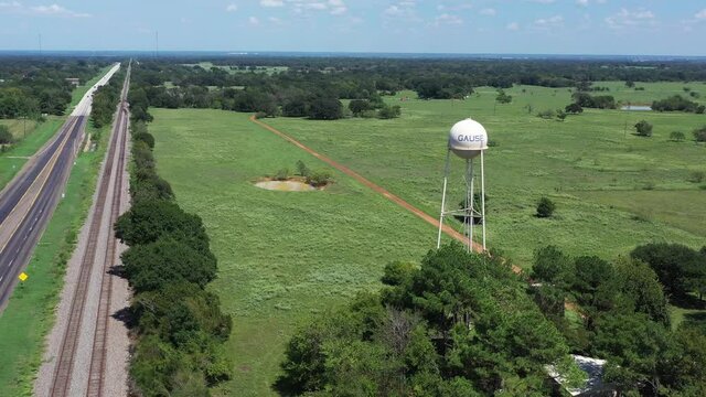 Rural Water Tower and Pastures, Gause, Texas, USA