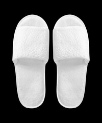 Slippers top view isolated on black background