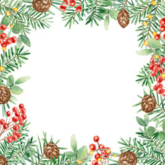 Obraz premium Christmas wreath in watercolor