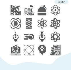 Simple set of scientific theory related filled icons.