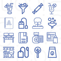 16 pack of coffee  lineal web icons set