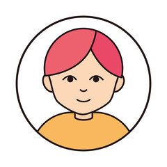 young boy cartoon character male, round line icon