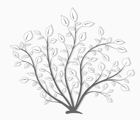 Obraz premium Bush plants with branches and leaves gray vintage style on a white background