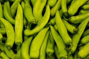 Ripe,fresh green peppers background,close up taken