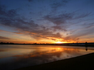 sunset over the river