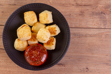 Brazilian snack of tapioca made of coalho cheese and tapioca flour