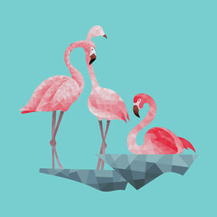 Pink flaningo on blue background