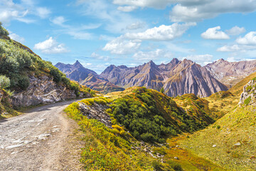 Formazza Valley in summer season with little village of Riale and Lake of Morasco, Piedmont - Italy