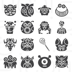 16 pack of imaginary being  filled web icons set