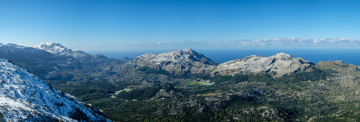 panoramica desde el Puig Tomir, finca pública de Binifaldó, Escorca, Paraje natural de la Serra de Tramuntana, Mallorca, balearic islands, Spain