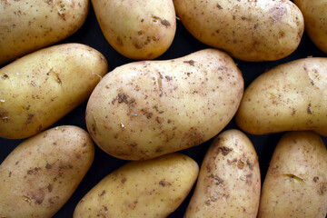 Potatoes on a table.