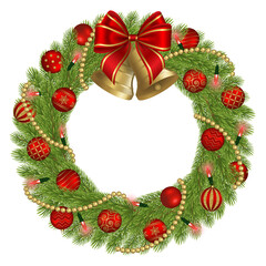 Fototapeta na wymiar christmas wreath wit red and gold decorations