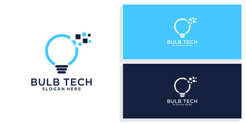 bulb tech design logo vector premium