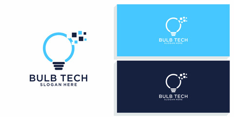 bulb tech design logo  vector premium