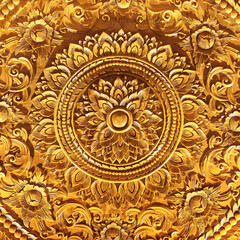 Wooden pattern of flower carved for decoration