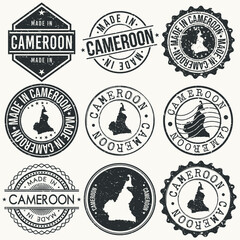 Cameroon Set of Stamps. Travel Stamp. Made In Product. Design Seals Old Style Insignia.
