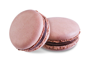 Chocolate Macarons on a white isolated background