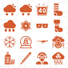 16 pack of precipitation  filled web icons set