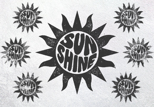 Grunge Sun Typography Logo Design Layout 