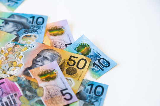 New Australian notes with white copy space