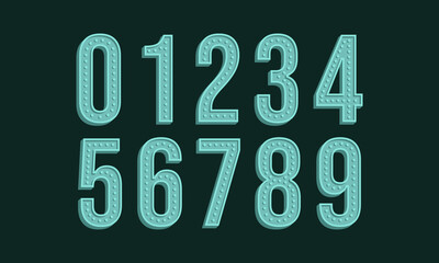 Vintage retro number, 3D retro vintage number font and typeface