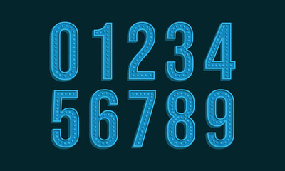 Vintage retro number set, 3D retro number font and font set