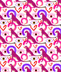 Gepard seamless pattern with different elements  © Lola
