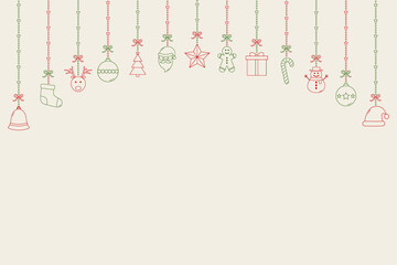 Fototapeta na wymiar Christmas ornaments on bright background. Xmas decoration. Vector