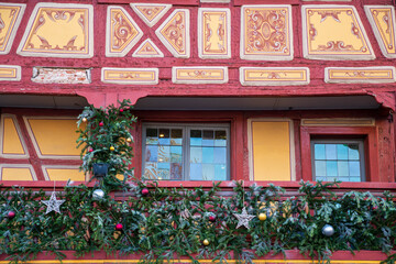 Obraz premium Christmas decorations in the Christmas Market, Alsace, France