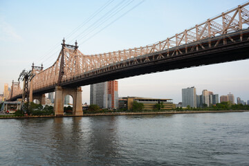 Naklejka premium New York, NY, USA - June 4, 2019: Ed Koch Queensboro Bridge connecting Long Island City and Manhattan