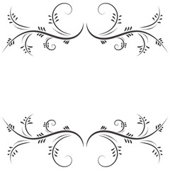 Drawing vector graphics frame with a floral pattern for design. Abstract black frame design isolated on a white background and copy space for text or design