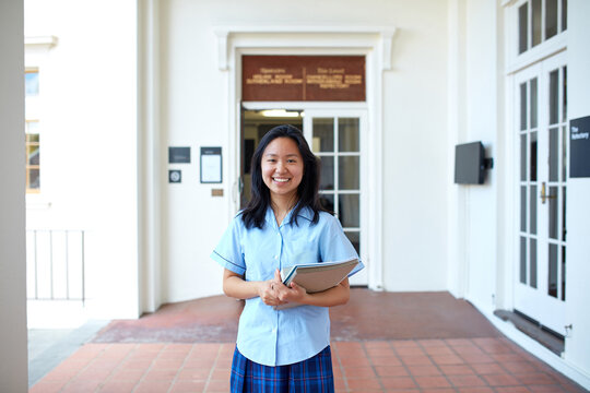 Happy High School student on-campus