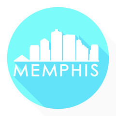 Memphis Tennessee USA Flat Icon Skyline Silhouette Design City Vector Art Famous Buildings.