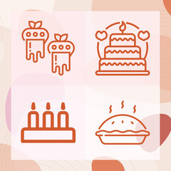 Simple set of candles related lineal icons